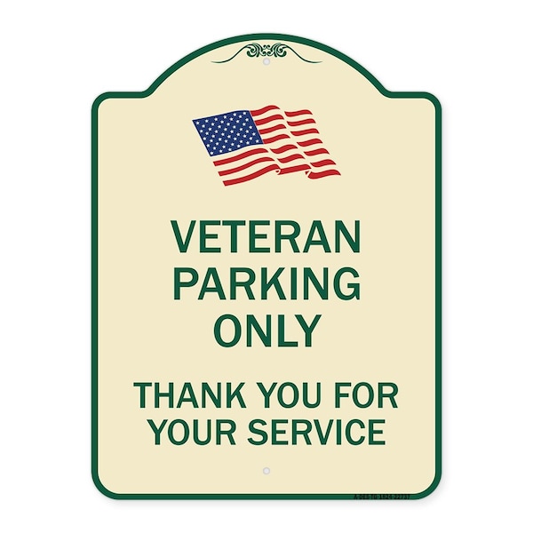 Signmission Veteran Parking Thank You for Your Service Heavy-Gauge Aluminum Sign, 24" x 18", TG-1824-22737 A-DES-TG-1824-22737 - main